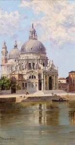 A View Of The Tiber With Castel Sant' Angelo And St Peter'S