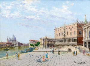 A View Of The Tiber With Castel Sant' Angelo And St Peter'S