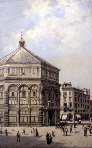 A View of the Baptistry in Florence